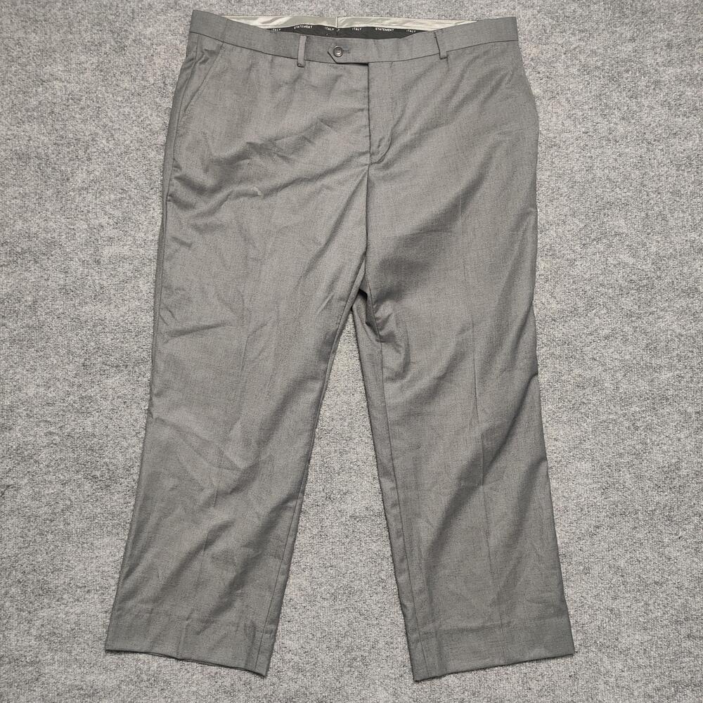 Statement Dress Pants Mens 40x29 Gray Flat Front Regular Fit Trousers Office